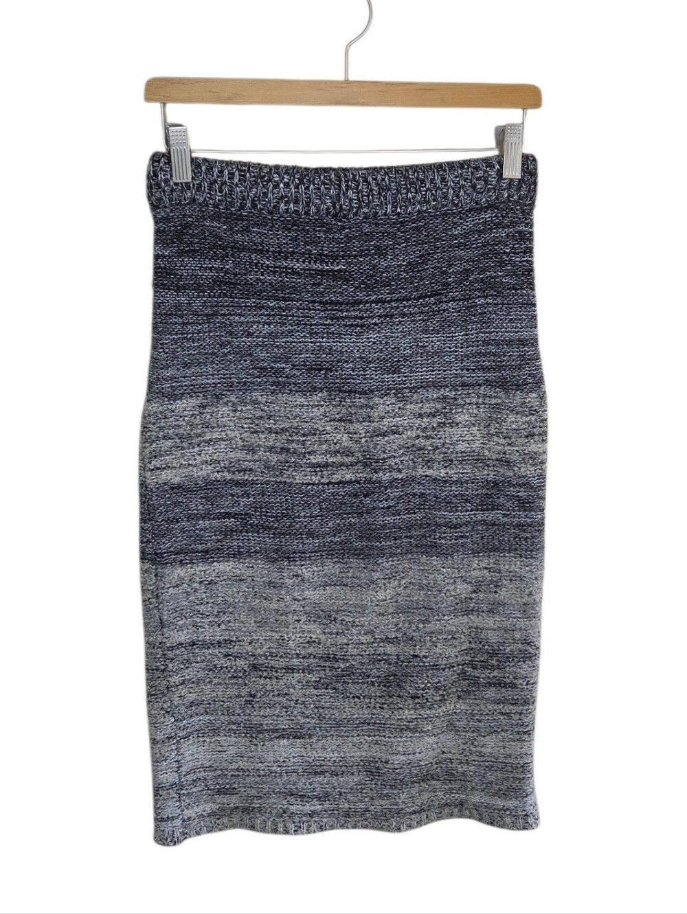 RD Style Gray Space Dye Striped Knit Pencil Midi Skirt Size Small